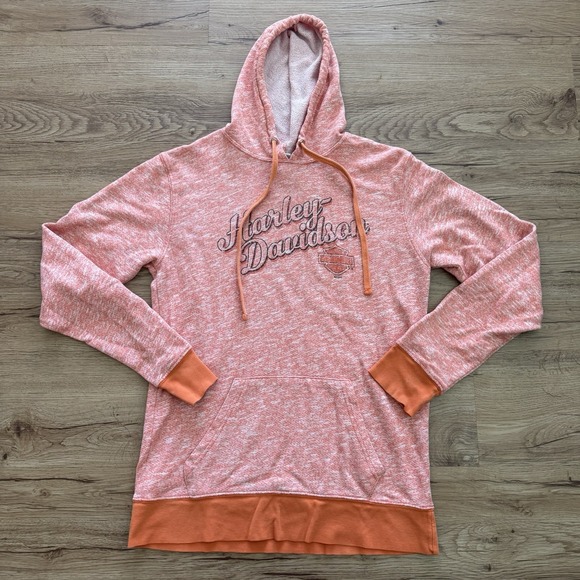 Harley-Davidson Tops - Harley Davidson Hoodie Sweatshirt Womens Medium Graphic Orange Cream Heather